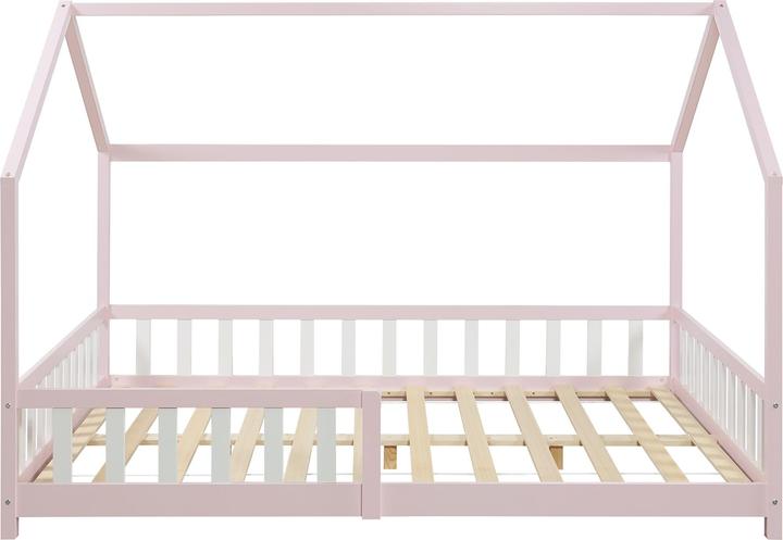 Produktbild En.Casa Hausbett Hesel mit Matratze und Rausfallschutz 140x200cm Rosa (140 x 200 cm)