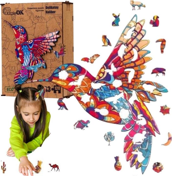 Actual product image Maksik Wooden jigsaw puzzle Delicate hummingbird PuzA3-00717