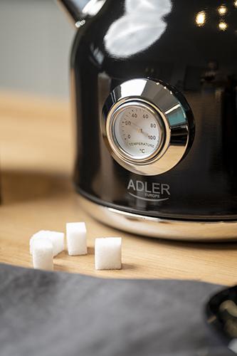 Actual product image Adler AD 1346b Kettle with a Thermomete, Electric, Power 2200 W, Capacity 1.7 L, Black (1.70 l)