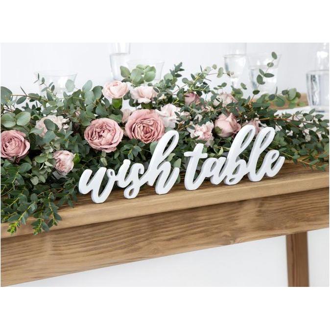 Thumbnail - Partydeco Partyaccessoire Holzschrift wish table 40 x 10 cm, Weiss