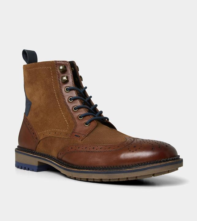 Image du produit Joe Browns Mixed Suede and Leather Tan Brogue Ankle Boots (41)