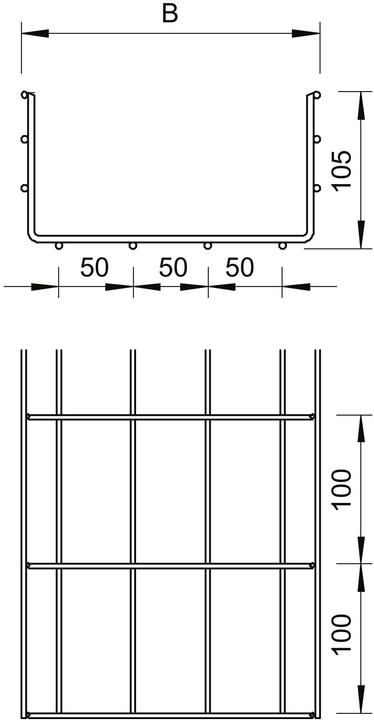 Produktbild OBO Bettermann OBO SGR 105 200 FT Schwere Gitterrinne SGR 105x200x3000