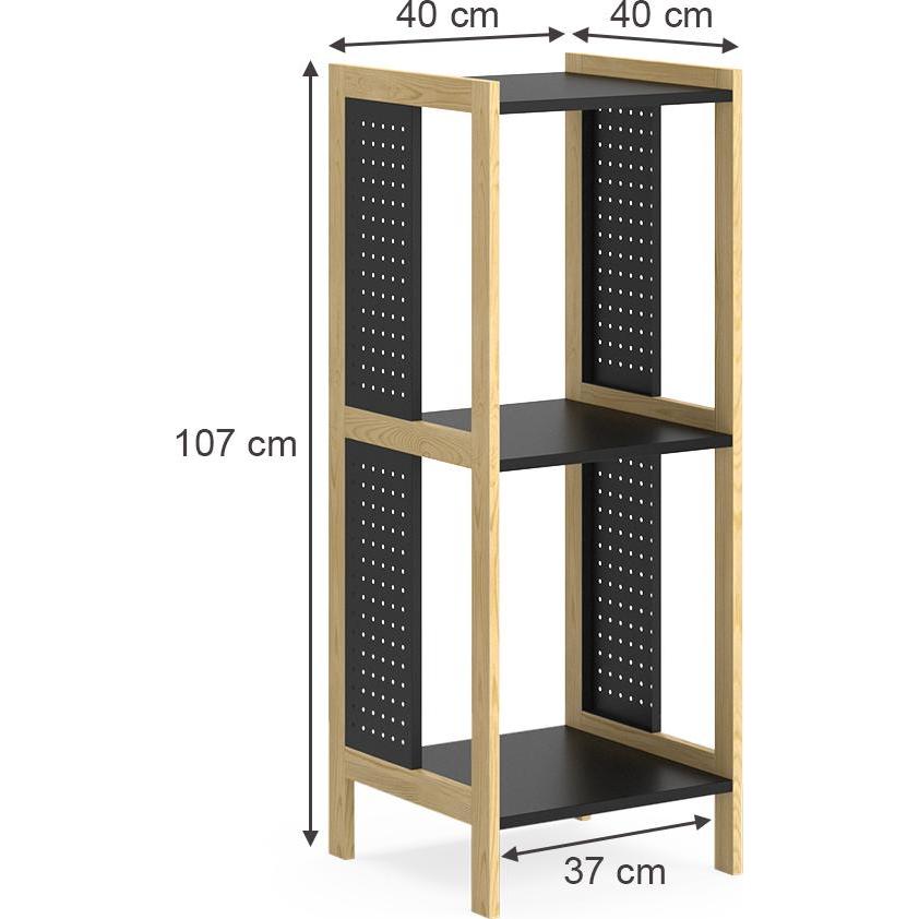 Thumbnail - Vichy, Regal, Standregal Elvia, Schwarz/Kiefer, 40 x 107 cm