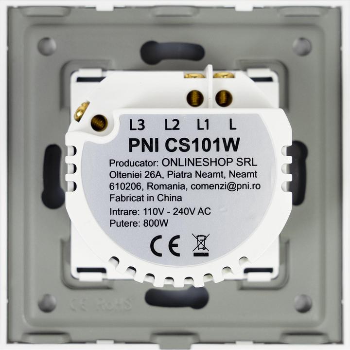 Image du produit PNI Interrupteur simple et croisé tactile CS101W en verre, blanc avec affichage LED, 800W