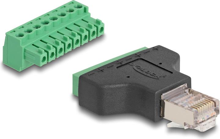 Produktbild Delock Adapter RJ45 Stecker > Terminalblock 8 Pin 2-teilig 3,81 mm (RJ45, 5.37 cm)