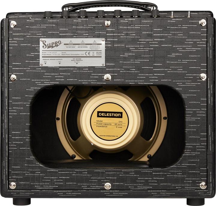 Immagine prodotto Supro 1612RT Amulet 1x10 nero Scandia 15W amplificatore combo per chitarra con riverbero e tremolo (Chitarra, 15 W)