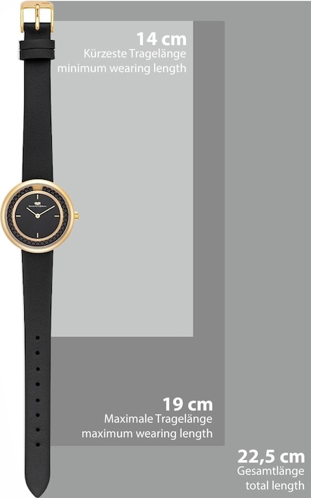 Produktbild Damen Quarzuhr Pearl Echtleder Schwarz - 33876 (Analoguhr, 32 mm)