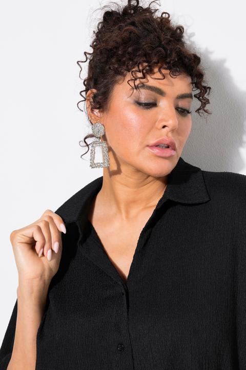 Actual product image Ulla Popken Lightly Textured 3/4 Sleeve Button Down Blouse (50, 52)