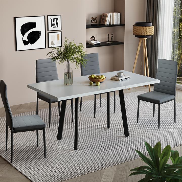 Produktbild Vicco Esstisch Tisko, Weiss/Schwarz, 160 x 80 cm mit erweitbarer Tischplatte (120 x 80 x 76 cm)