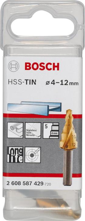 Produktbild Bosch Professional Zubehör Stufenbohrer HSS-TiN, 4 - 12 mm, 6 mm, 50 mm, 5 Stufen (6 mm)