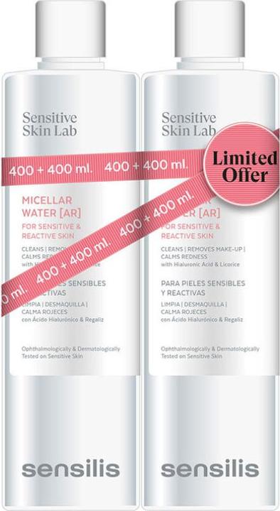 Image du produit Sensilis Eau Micellaire AR Peaux Sensibles et Réactives 2x400ml (Lait nettoyant, 800 ml)