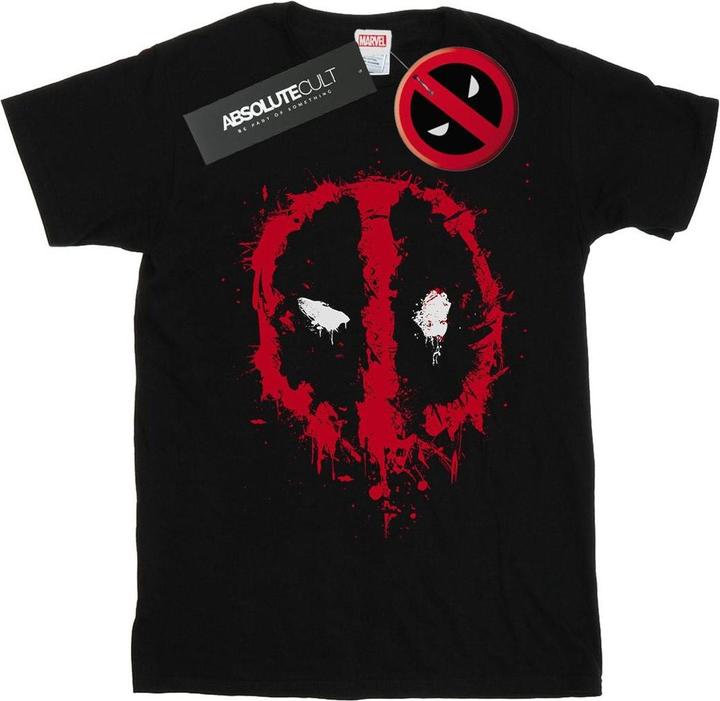 Actual product image Womens/Ladies Deadpool Splat Face Cotton Boyfriend T-Shirt (L)