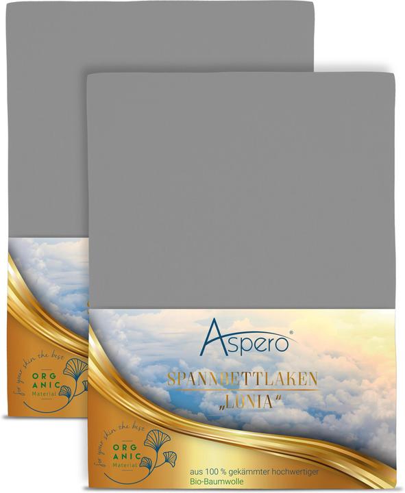 Actual product image Aspero 2 x fitted sheets made from organic cotton (90-100 x 200 x 35 cm)