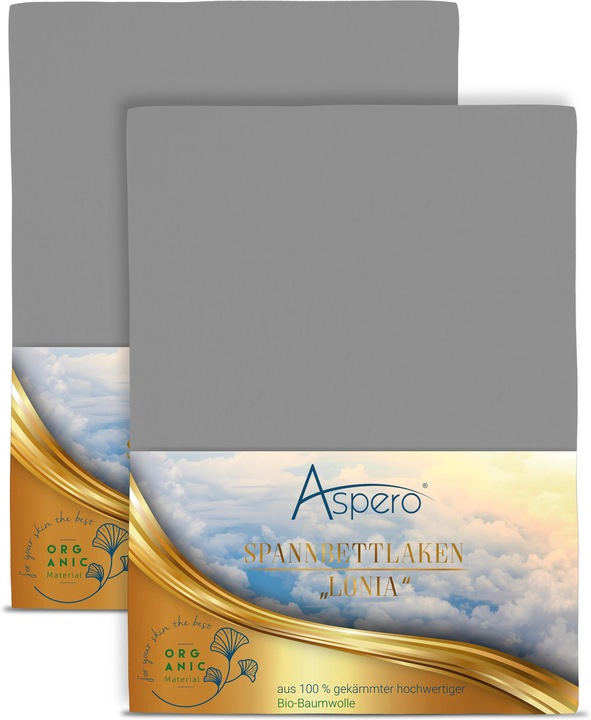 Produktbild Aspero 2 x Spannbettlaken aus Bio-Baumwolle (90-100 x 200 x 35 cm)