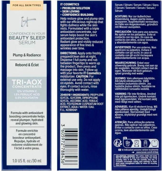 Valori nutrizionali e ingredienti It Cosmetics Fiducia (30 ml)