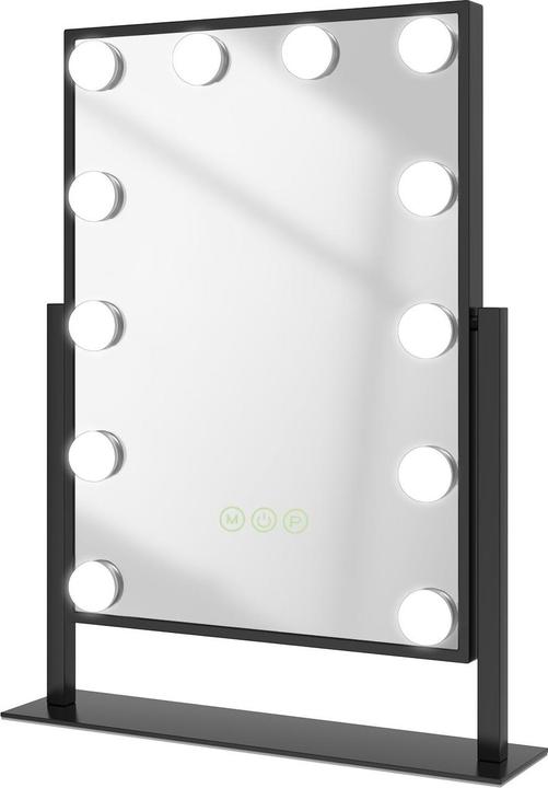 Emke Hollywood Cosmetic Mirror with 12 Lamps, 1X+7X Magnification, 3 Colour Temperatures, 36*47cm, Black