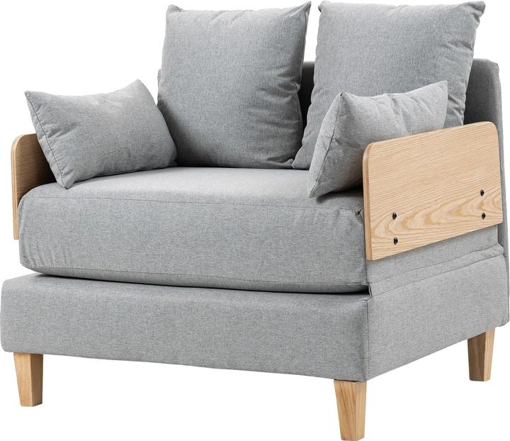 Produktbild En.Casa 1-Sitzer-Schlafsofa Seinlus 81x88x68 cm Hellgrau (1-Sitzer)
