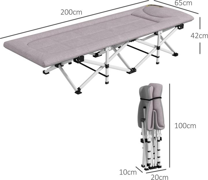Produktbild Outsunny Feldbett Stahl, Oxford-Polyester Grau