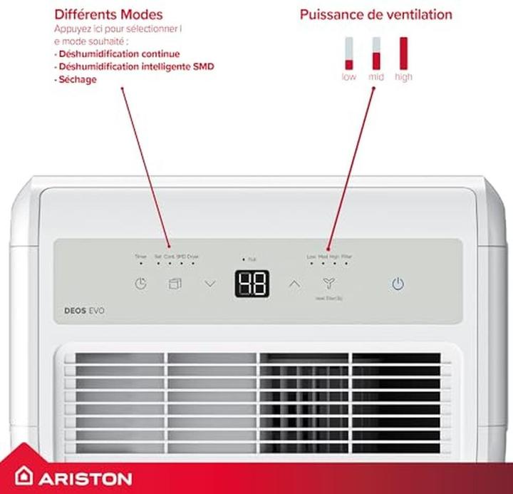 Immagine prodotto Ariston Luftentfeuchter230 W, Weiss (31 m², 5 l/24h)