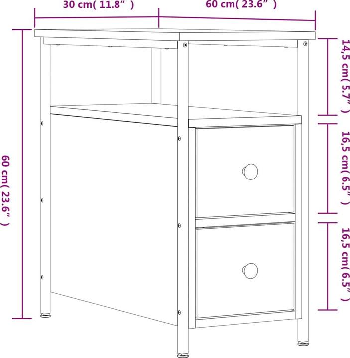 Produktbild vidaXL Nachttisch (30 x 60 x 60 cm)