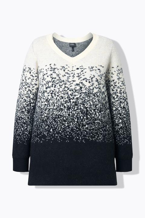 Produktbild Ulla Popken Pullover, Farbverlauf, A-Linie, V-Ausschnitt, Langarm (60)