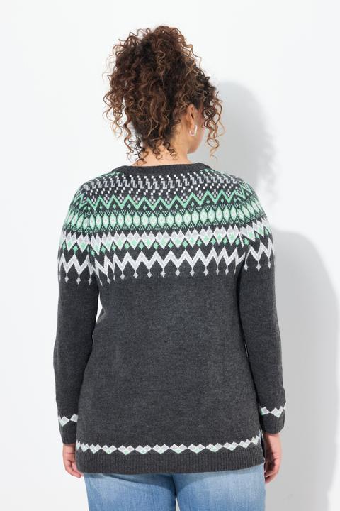 Produktbild Ulla Popken Norweger-Pullover, Rundhals, Langarm, weicher Strick (54)