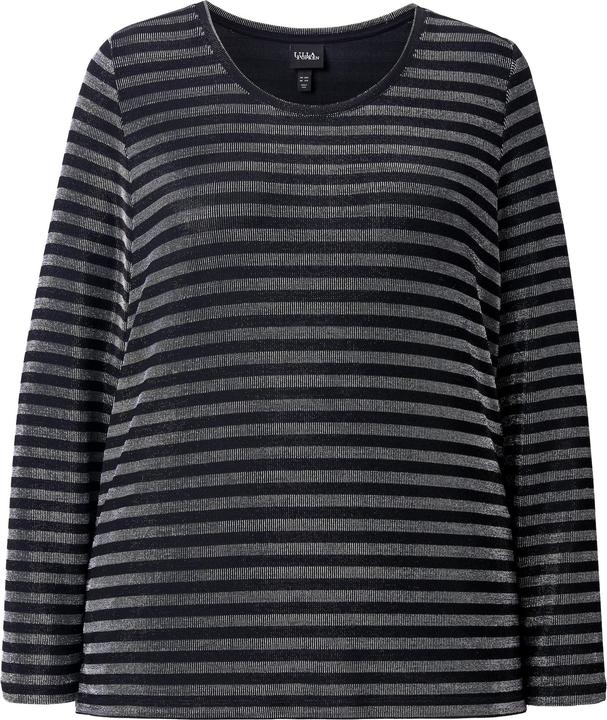 Immagine prodotto Ulla Popken Maglia classica con righe glitterate, scollo a girocollo e maniche lunghe (46, 48)