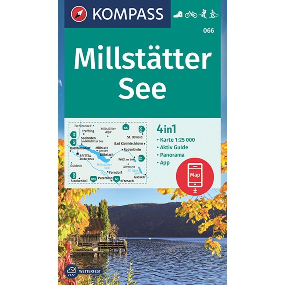 KOMPASS Wanderkarte 066 Millstätter See, Landkarte