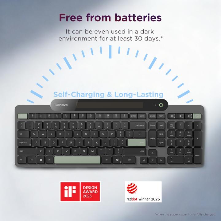 Actual product image Lenovo Self-Charging Bluetooth Keyboard (CH, Wireless)