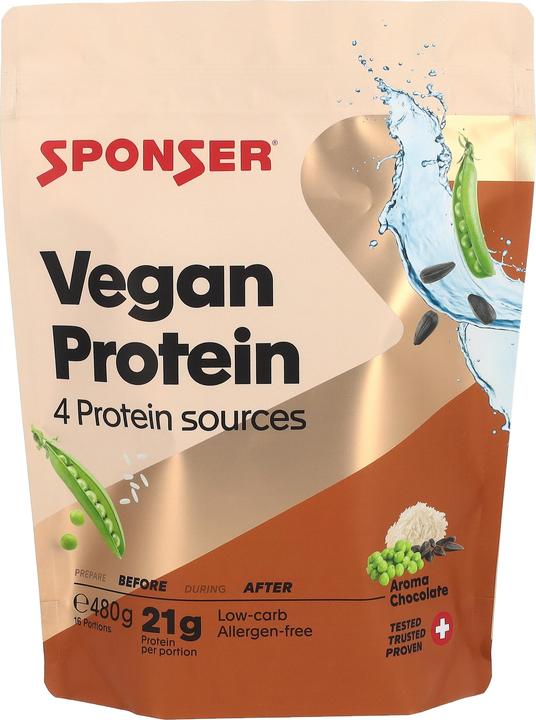Produktbild Sponser Vegan Protein (480 g, 1x, Schokolade)