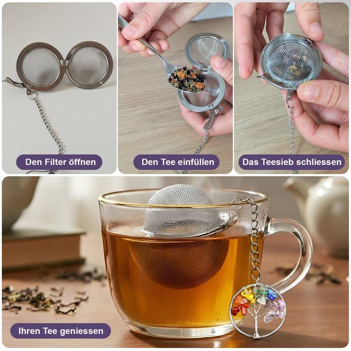 Actual product image Gewürzladen Näfels Teesieb mit Edelstein-Anhänger Lebensbaum, Teeei, Teekugel, Gewürzsieb