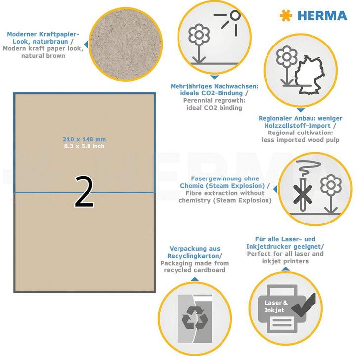 Produktbild HERMA Graspapier Versandetiketten A4