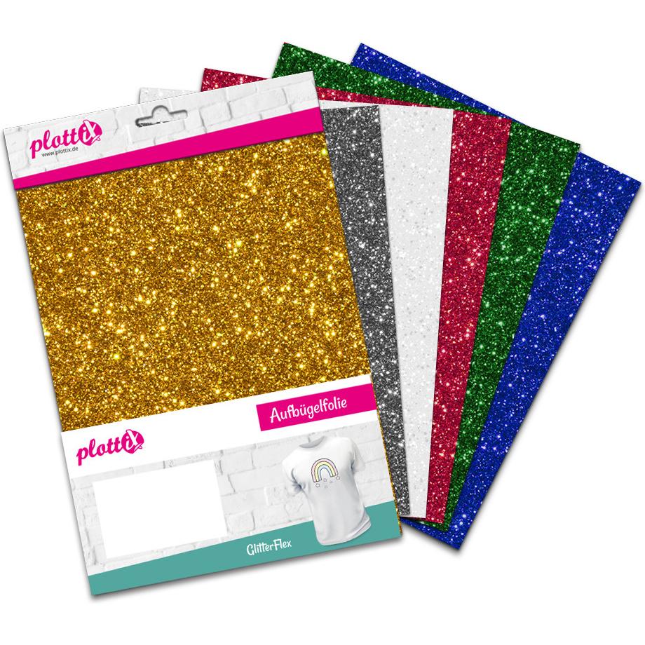 PlottiX GlitterFlex Bundle 20cm x 30cm (6 Folien)