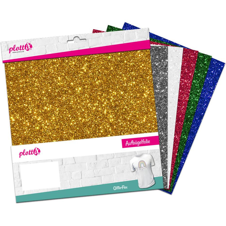 PlottiX GlitterFlex Bundle 30cm x 30cm (6 Folien)