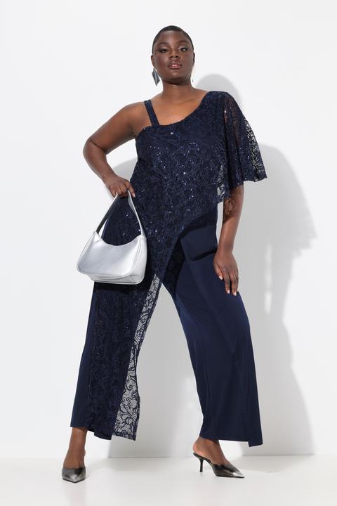 Produktbild Ulla Popken Jumpsuit, Spitzen-Überwurf, weites Bein, Pailletten (54)