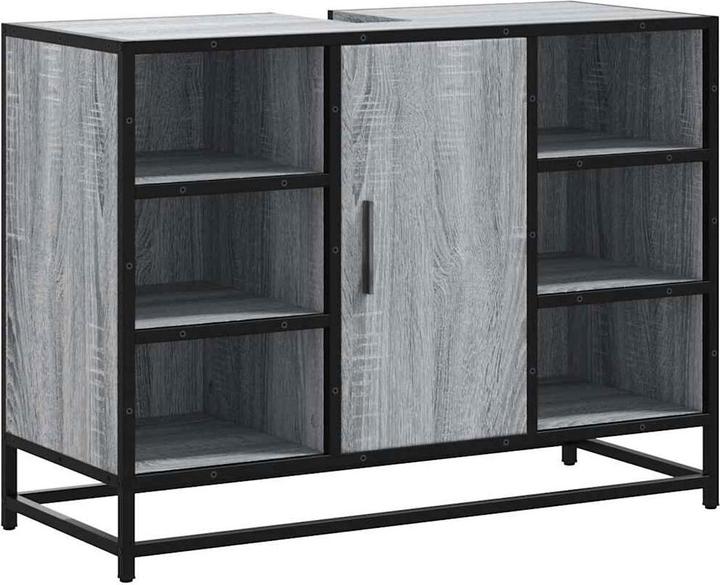 Produktbild vidaXL Waschbeckenunterschrank Grau Sonoma 80x33x60 cm Holzwerkstoff (80 x 33 x 60 cm)