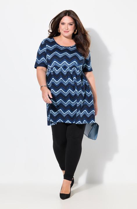 Immagine prodotto Ulla Popken Maglia dal taglio lungo e svasato con design a spina di pesce, scollo a girocollo e maniche a 3/4 (50, 52)