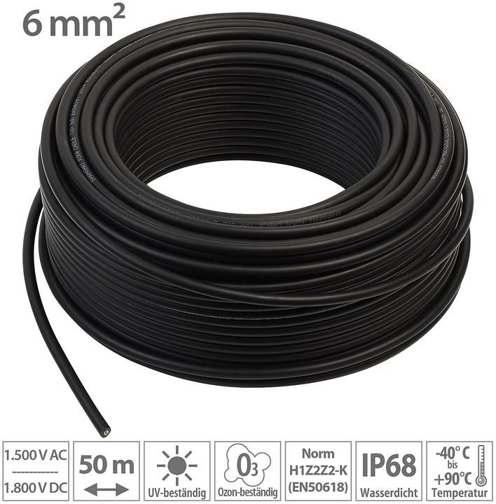 Produktbild Revolt Solarkabel mit 1x 6 mm² (10 AWG), 50 m, IP68, bis 1.800 V (Solarkabel)