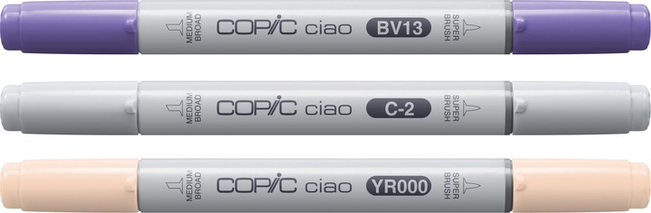 Produktbild Copic CIAO - Marker (C-2 Cool Gray No. 2, YR-000 Silk, BV-13 Hydrangea Blue, 6 mm, 3 x)