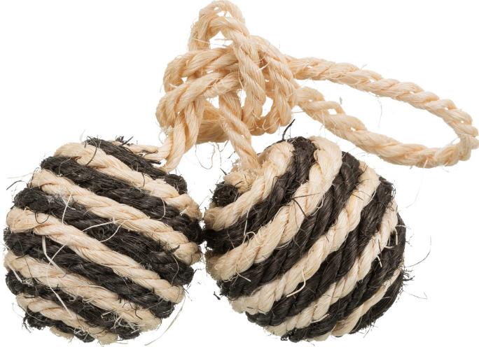 Produktbild Trixie 2 Bälle am Seil Sisal D=4.5cm (Ballspielzeug Katze)