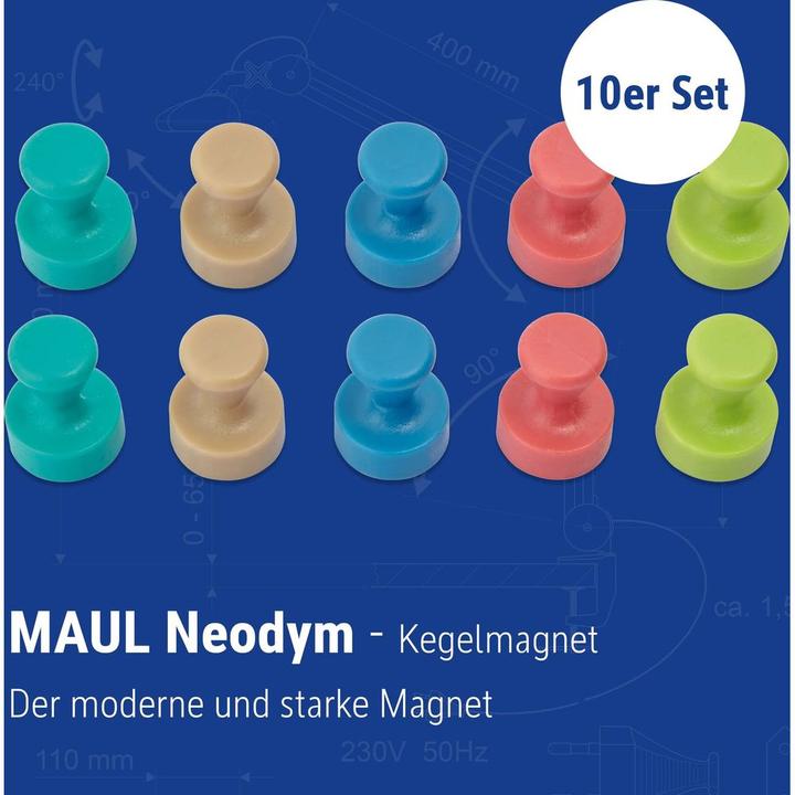 Actual product image Maul Holding magnet neodymium 10 pieces, multicoloured (10x)