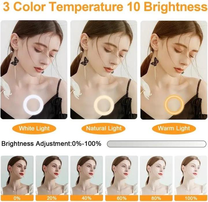 Actual product image Cbx 10" selfie LED ring light set with flexible tripod and 3 light modes (Ring light, Video light)