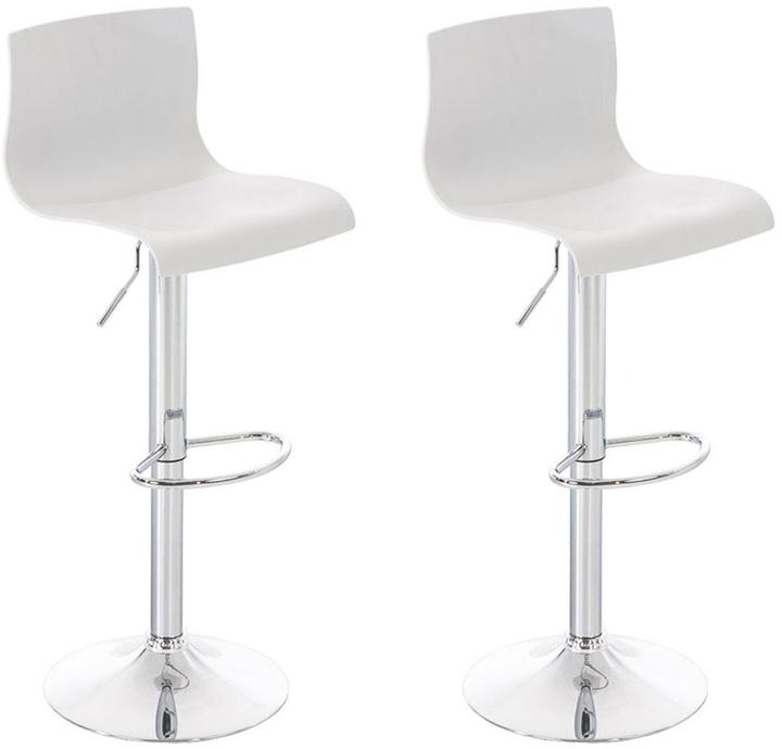 Immagine prodotto CLP Set di 2 sgabelli da bar Hoover in plastica cromata, bianco