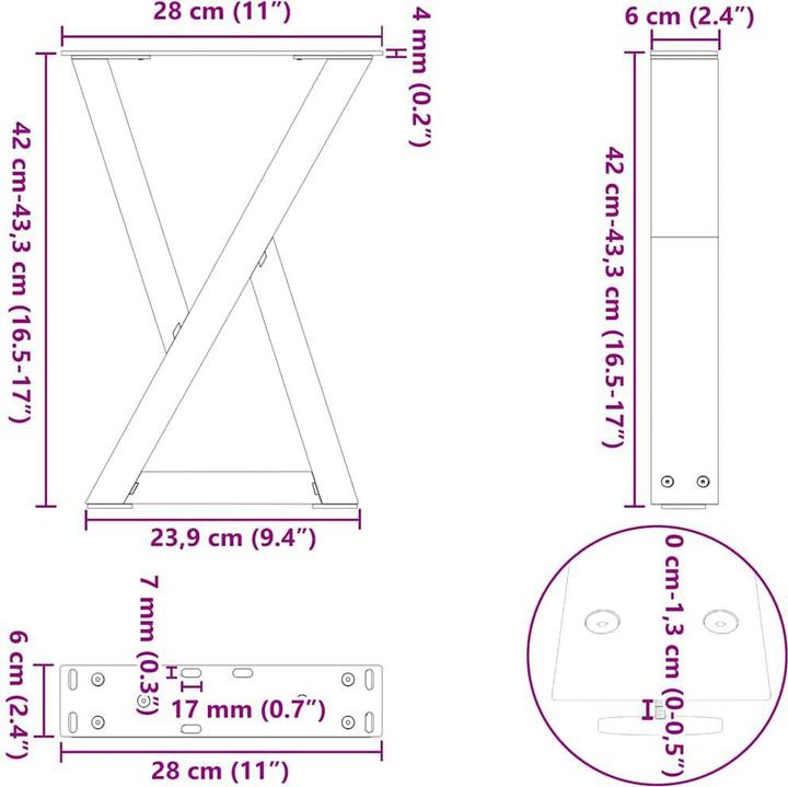 Produktbild vidaXL Couchtischbein