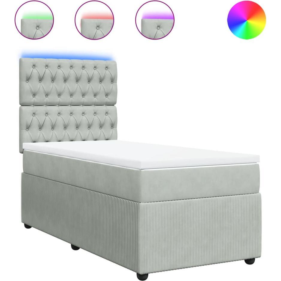 Thumbnail - VidaXL, Bett, Bo x springbett mit Matratze 90 x 190 cm Samt (90 x 190 cm)