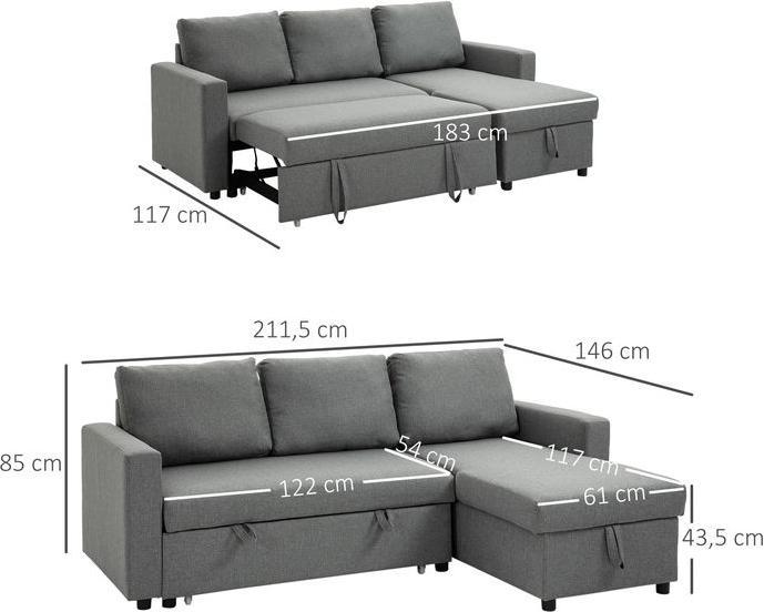 Actual product image Swisshandel24 Corner sofa with sleeping function Storage space Corner sofa with bed box Chaise longue Sofa bed (Corner sofa)