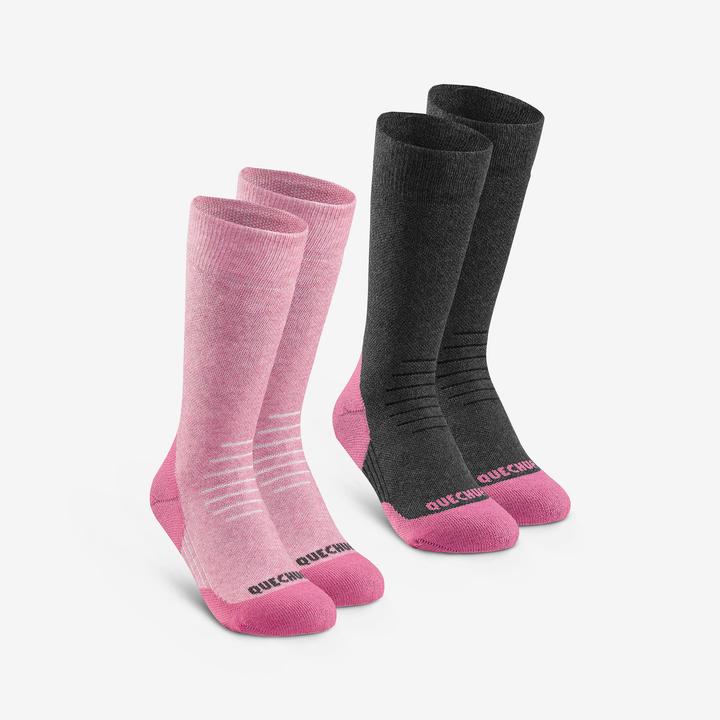 Produktbild Quechua Wandersocken Kinder warm halbhoch - SH100 rosa (2er Pack)