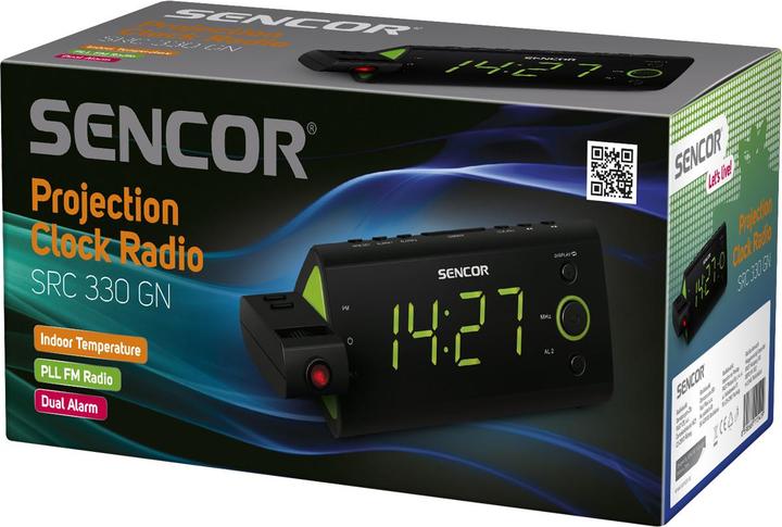 Image du produit Sencor SRC 330 GN - Horloge - numérique - FM - LED - 3,05 cm (1.2 pouce) - vert