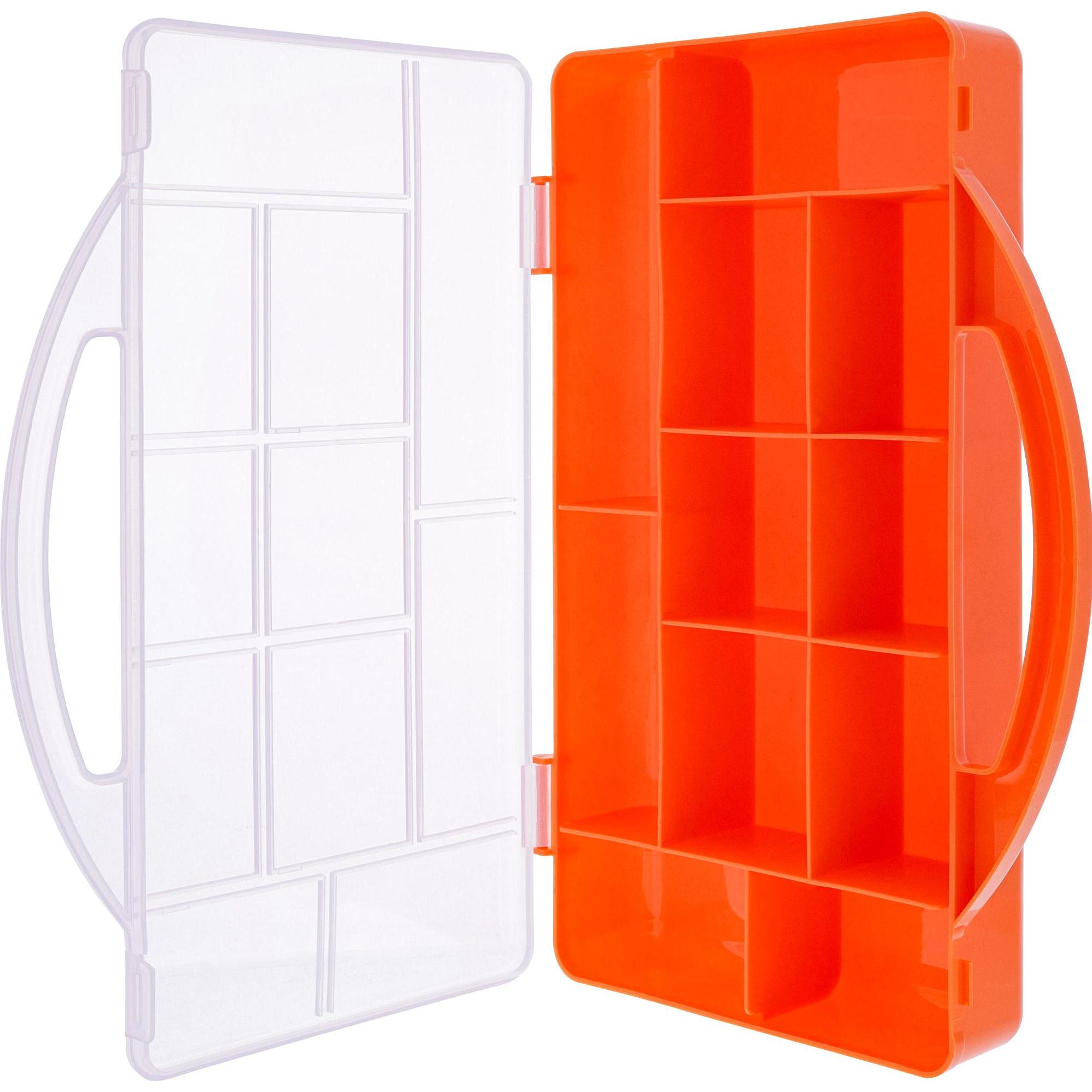 InLine, Sortimentskasten, Kleinteilebox, 11 Fächer, Abmessungen: 271x186x40mm, orange