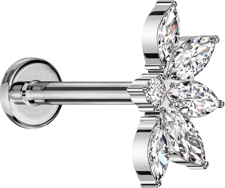 Immagine prodotto Star Piercing Micro labret filo interno argento mezzo fiore di loto argento cristalli argento (senza ottone, Titanio)